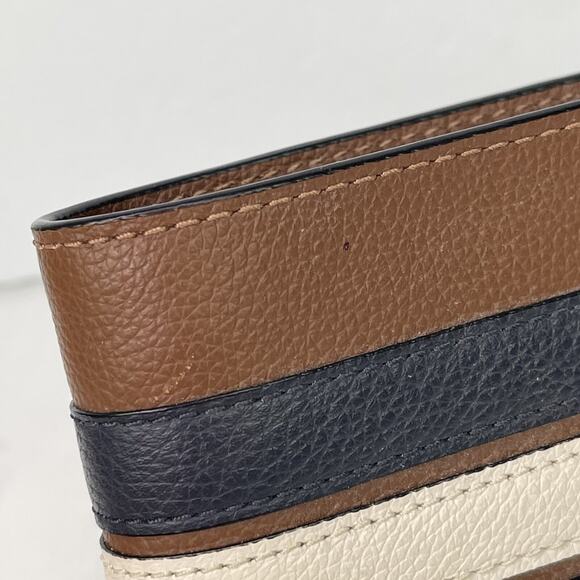 Coach Leather Wallet Men SLIM BILL VAR F26171 Saddle/Midnight Nvy Chalk - Picture 4 of 10